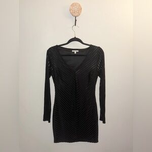 Charlotte Russe Black Textured Long Sleeve Dress
